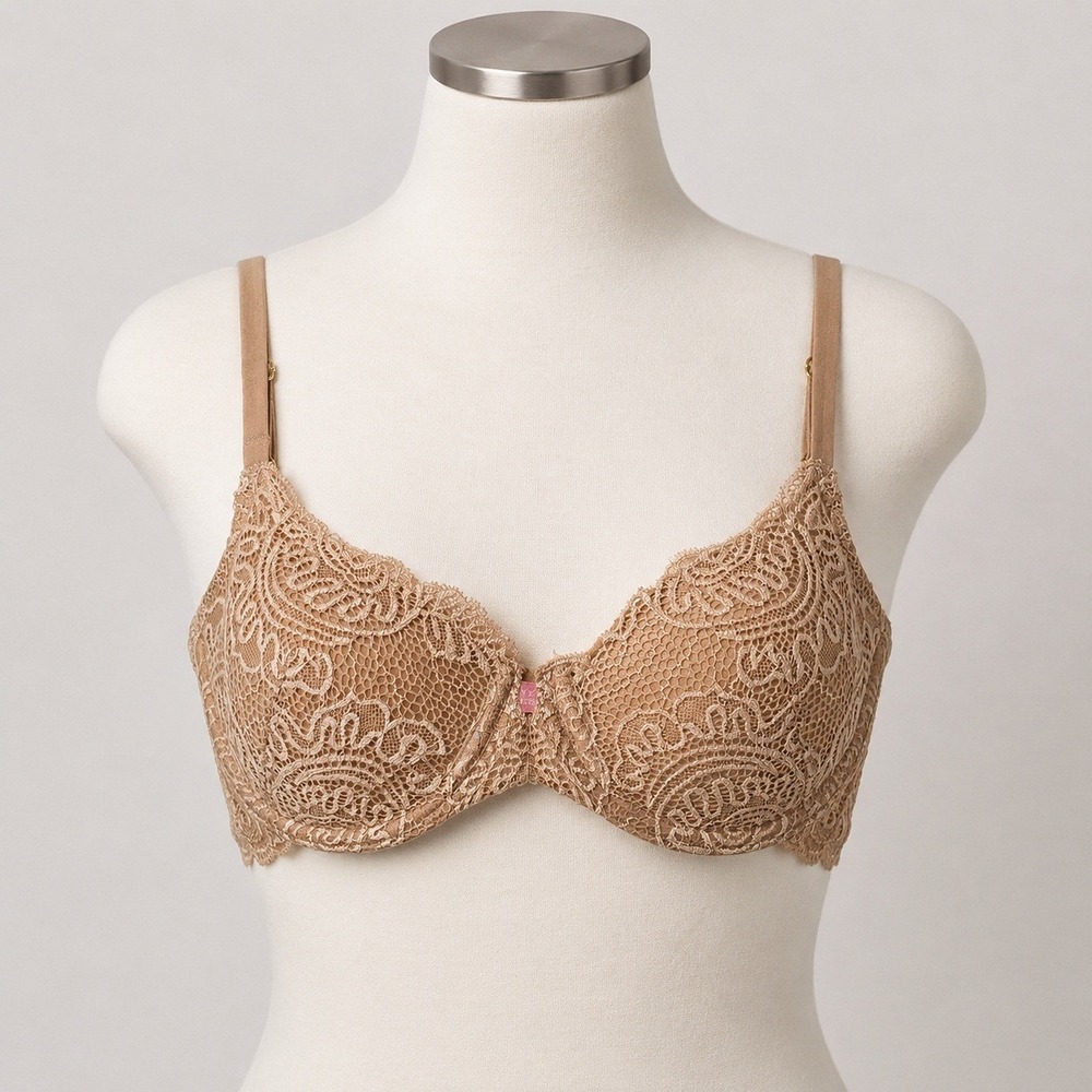 Victoria's Secret Very‎ Sexy Tan Floral Lace Unlined Push-Up Underwire Bra 34D